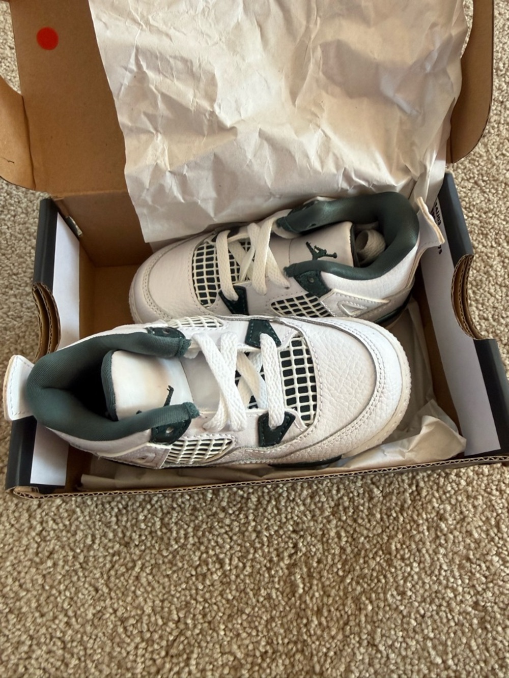 Jordan Kids White and Dark Teal Basketball Sneakers